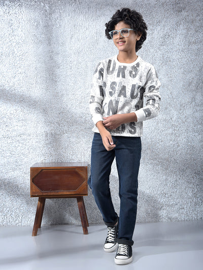 Cream Typographic Print Sweatshirt