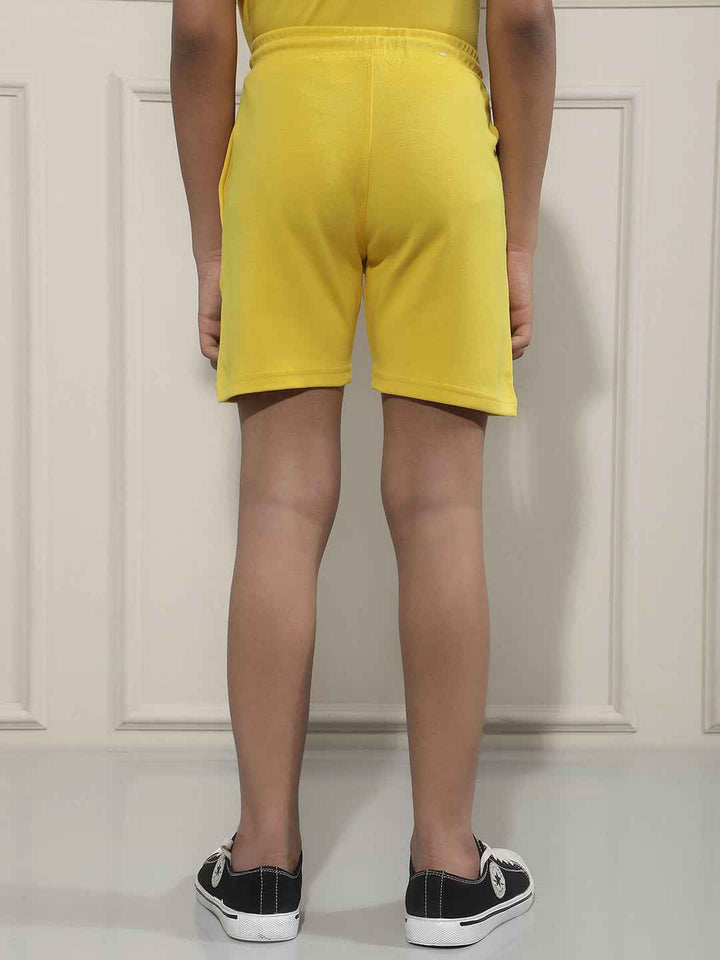 Yellow Typographic Print Shorts