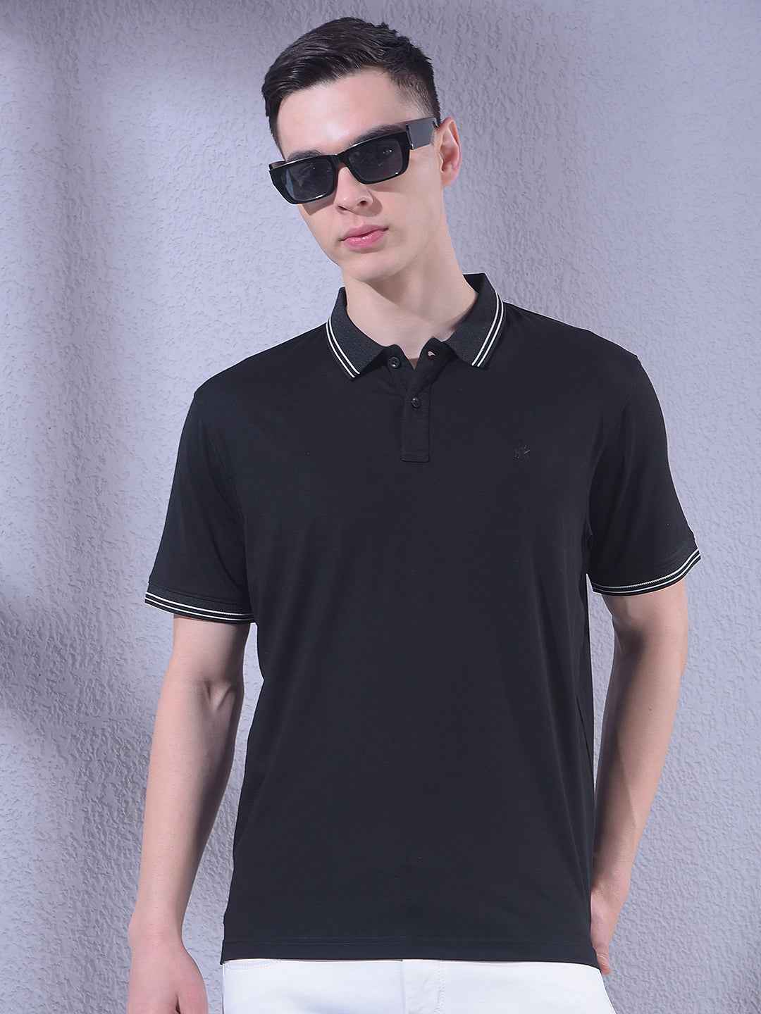 Black Polo Neck T-Shirt