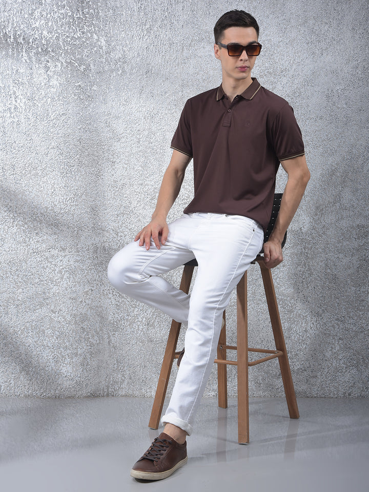 Brown Polo-Neck T-Shirt