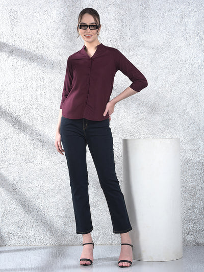 Plum Allure Mandarin Shirt