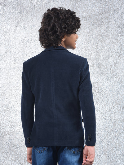 Navy Blue Notched Lapel Blazer