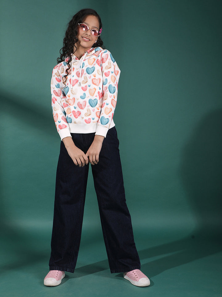 Multi Color Printed Hooded Neck Sweatshirt