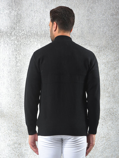 Breathable Black Knitted Sweater