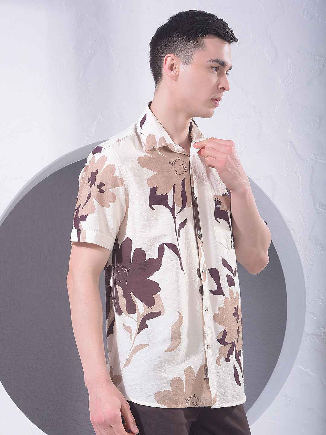 Brown Floral Print Shirt