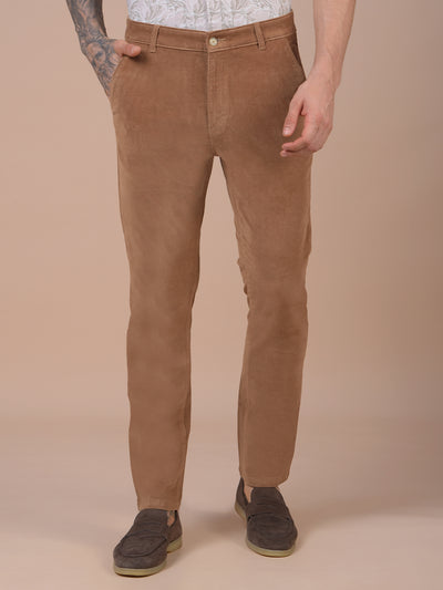 Brown Printed Corduroy Trousers
