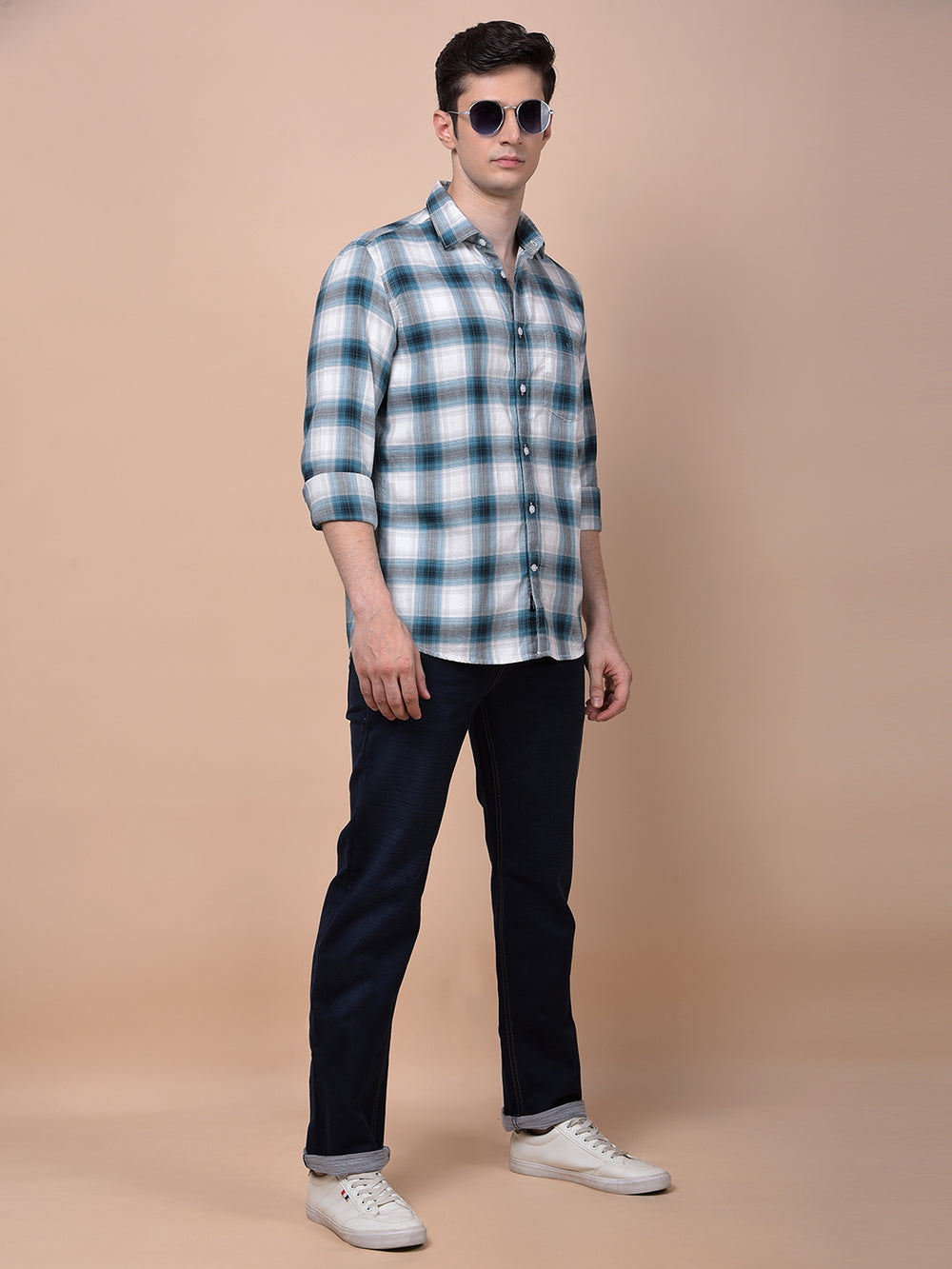 Blue Checked 100% Cotton Shirt