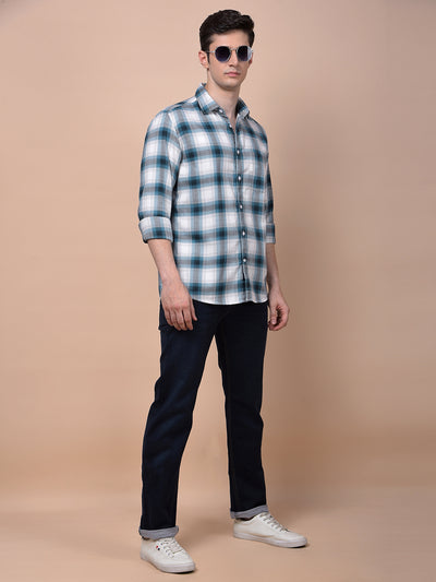 Blue Checked 100% Cotton Shirt