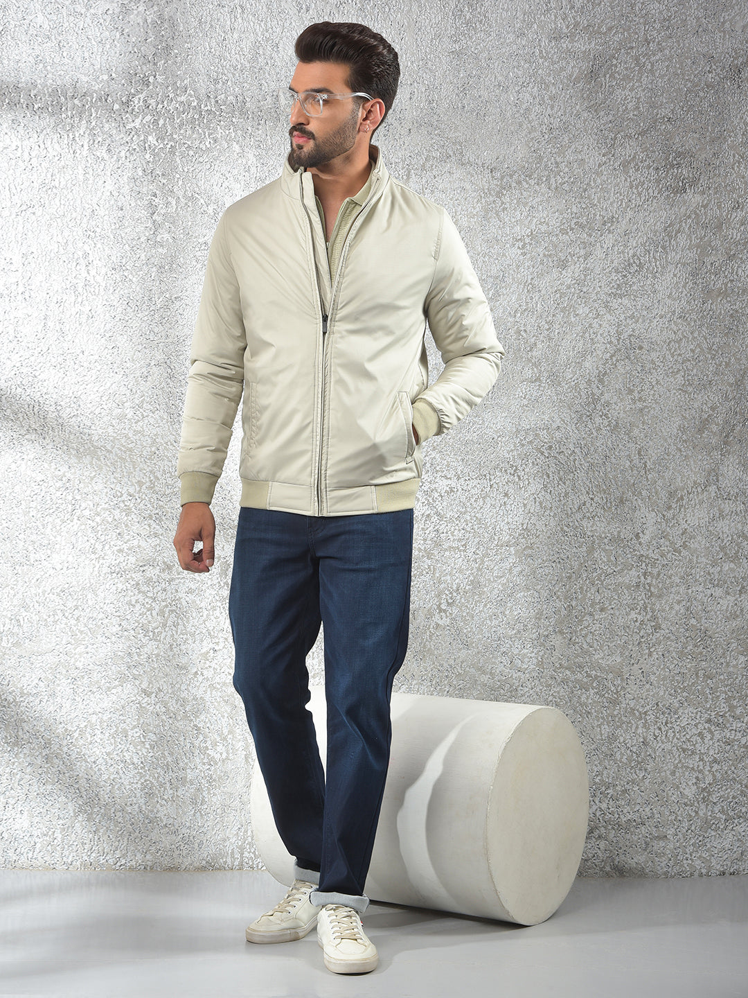 Flexible Beige Puffer Jacket