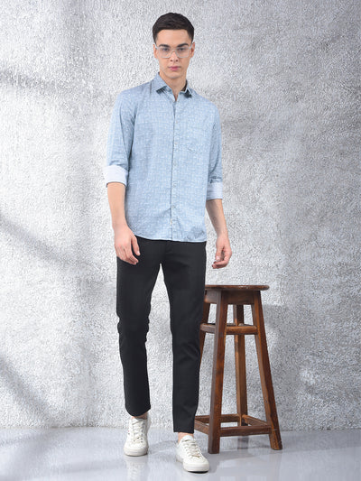 Blue Printed 100% Cotton Shirt-Men Shirts-Crimsoune Club