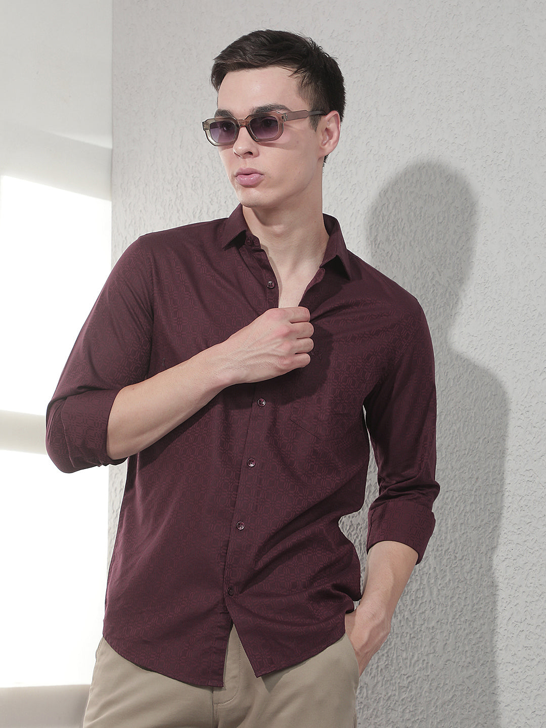 Maroon Abstract Print Shirt