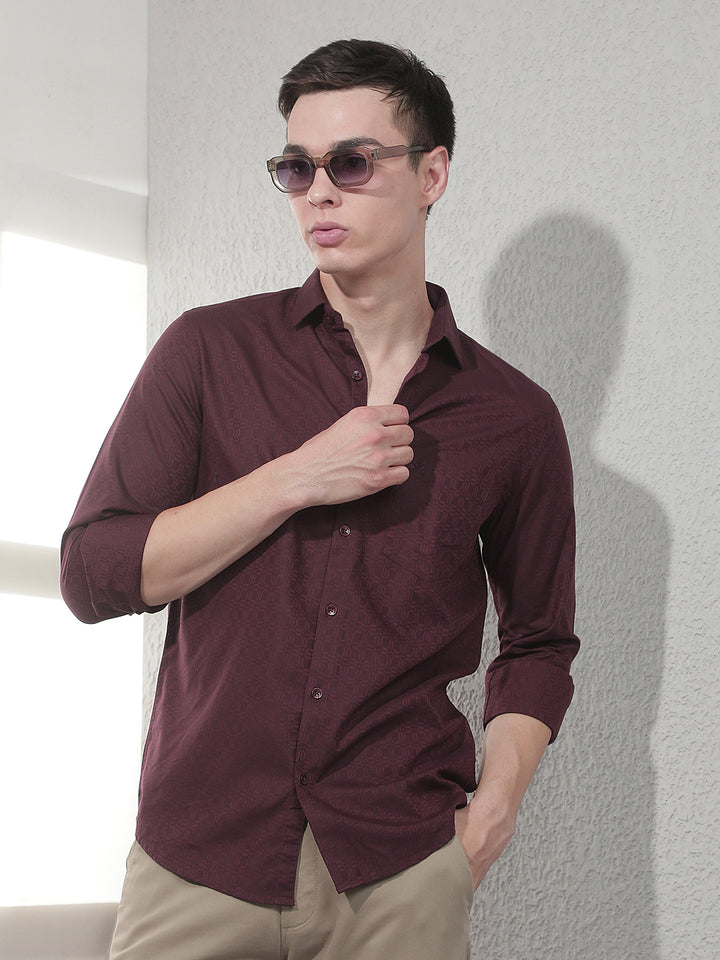 Maroon Abstract Print Shirt