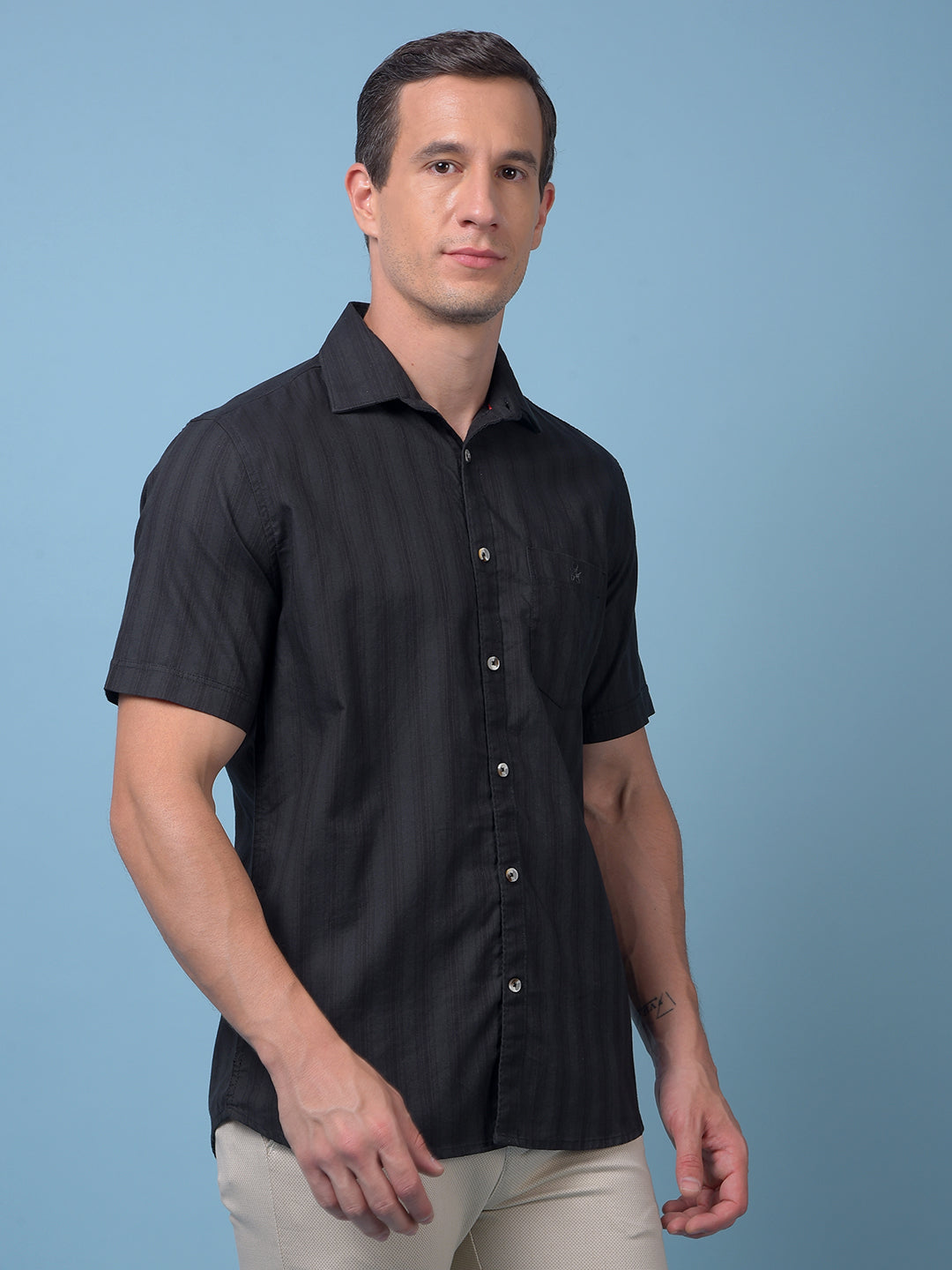 Black Vertical Stripes 100% Cotton Shirt