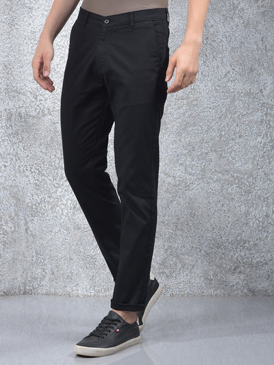 Carbon Dobby Stretch Black Trousers