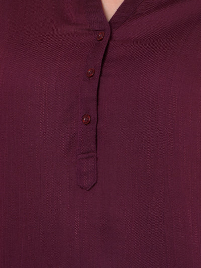 Maroon V-Neck Top