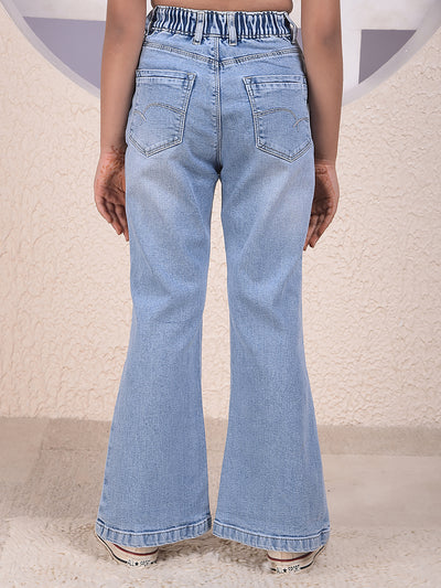 Blue Classic Bootcut Denim Jeans-Girls Jeans-Crimsoune Club