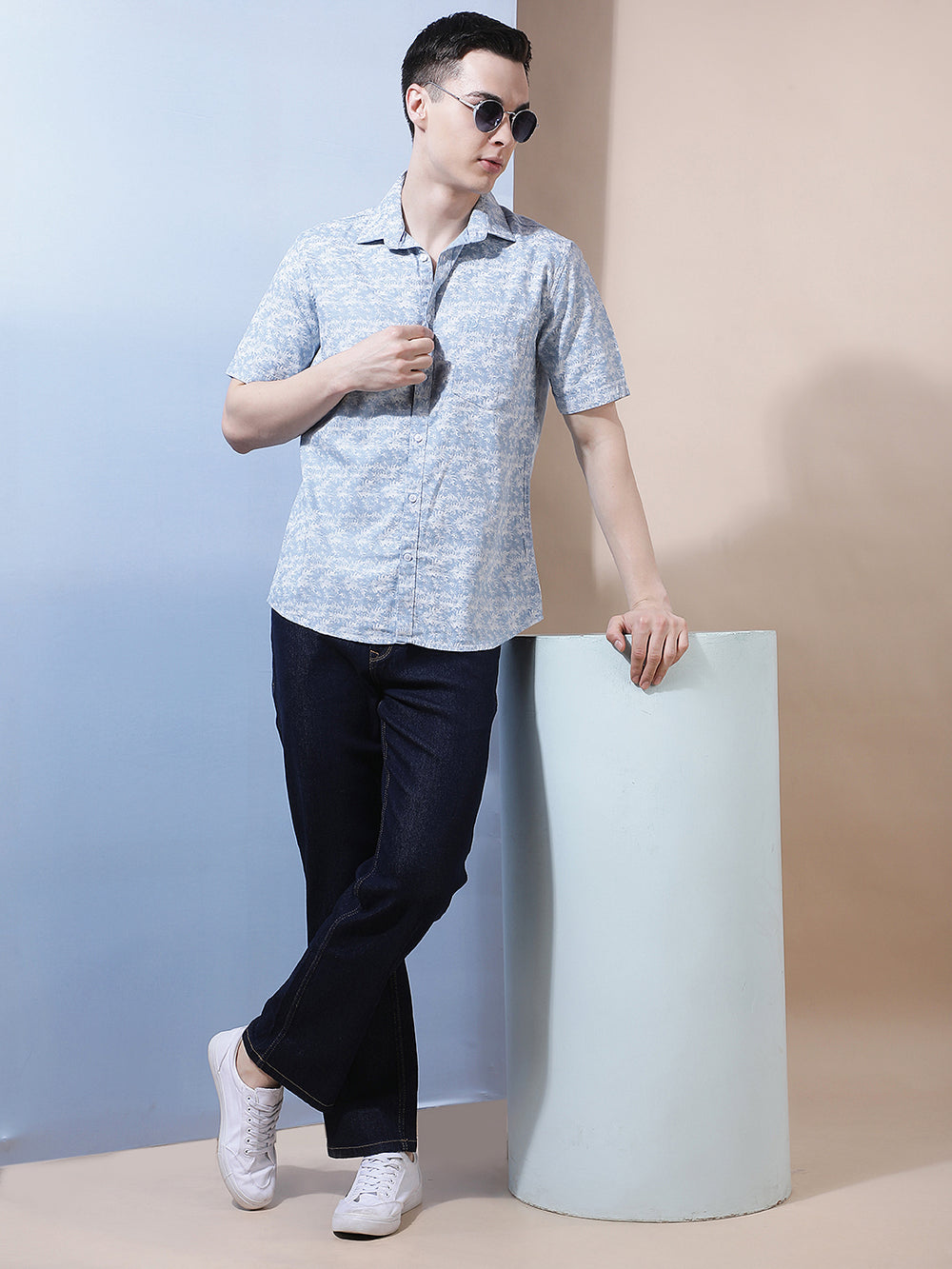 Blue Floral Print Shirt