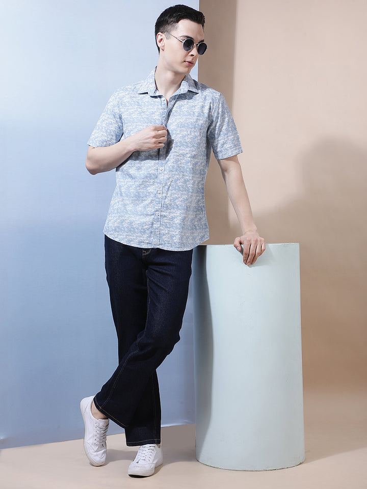 Blue Floral Print Shirt