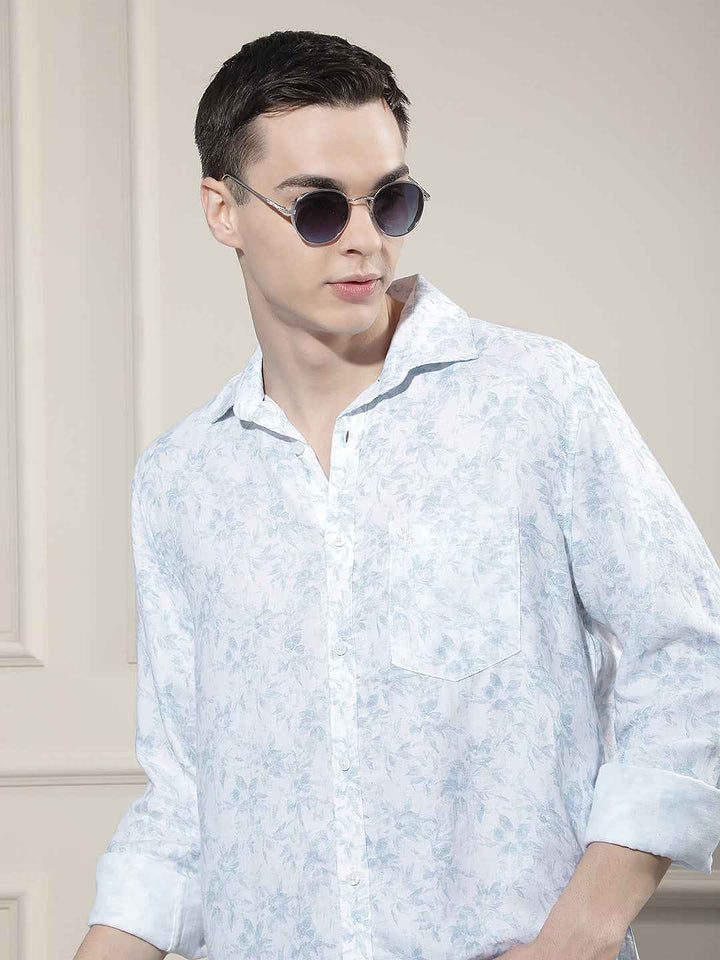 Blue Floral Print Shirt