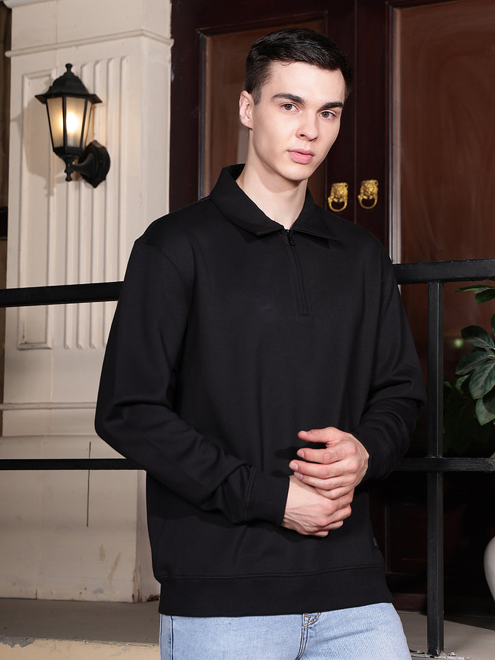Black Front Open Sweatshirt
