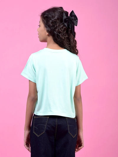 Green Graphic Print Cropped T-Shirt
