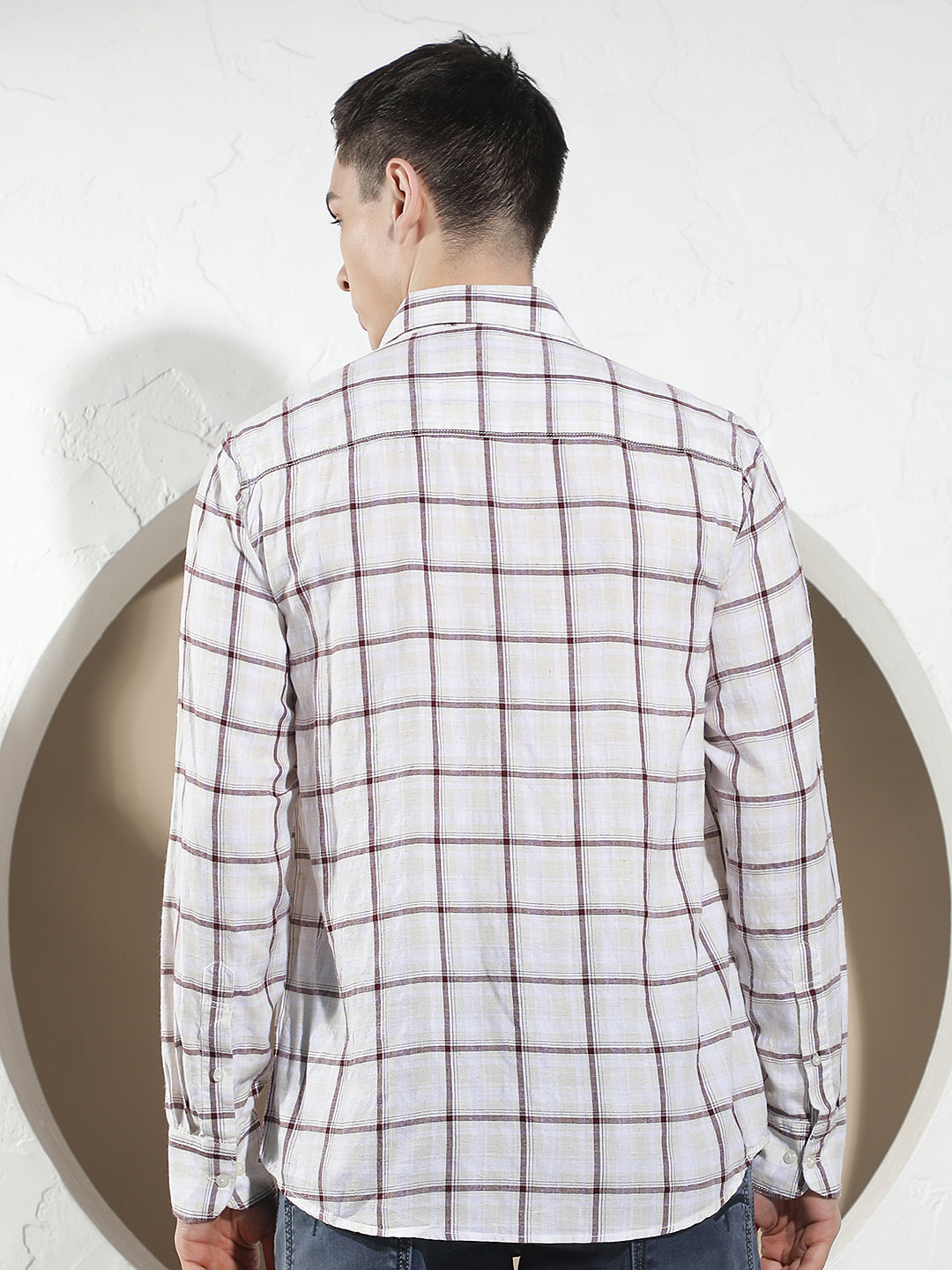 Purple Checked Linen Shirt