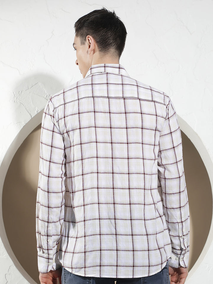 Purple Checked Linen Shirt