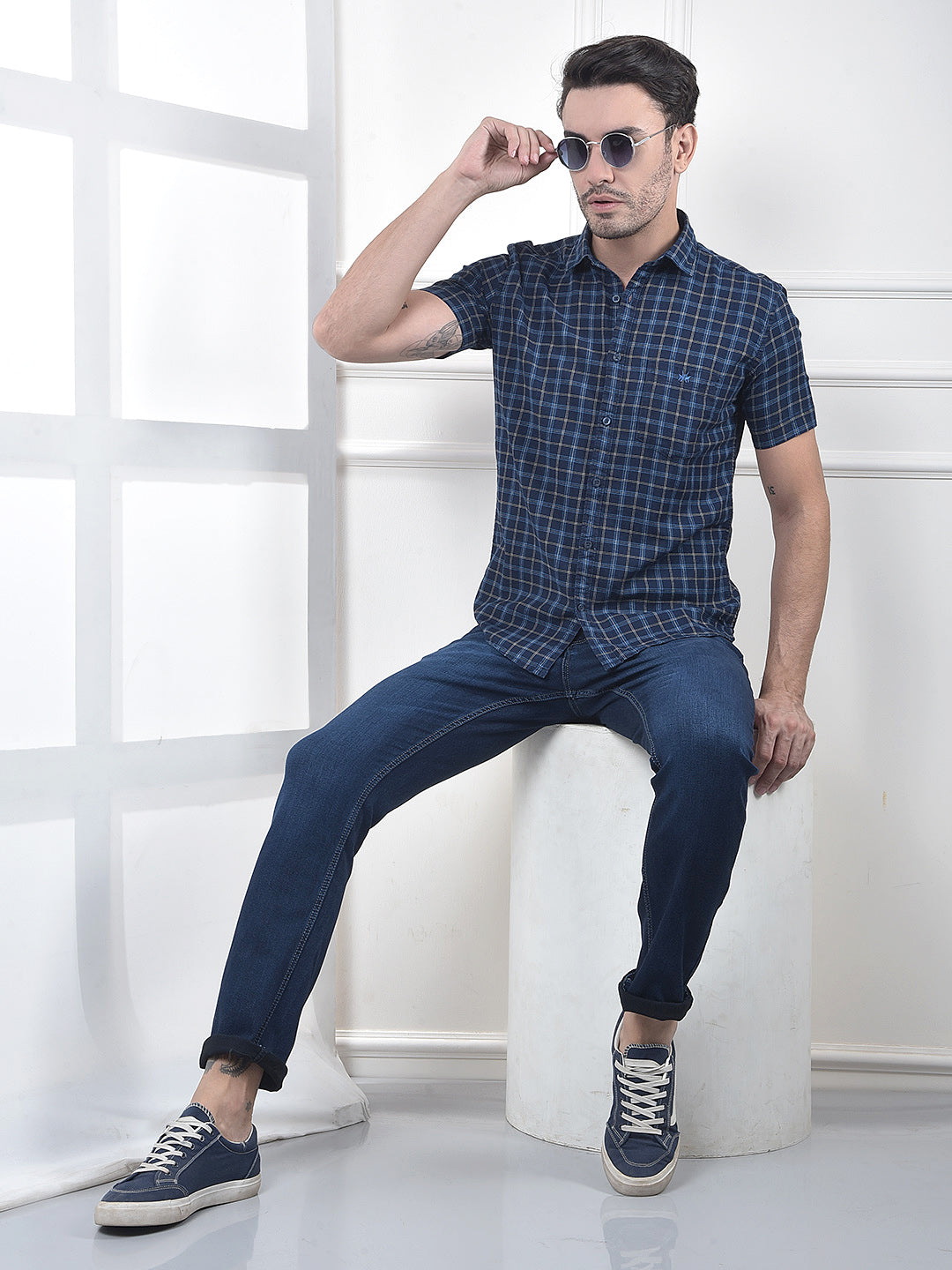 Tailored Trim Navy Blue Jeans