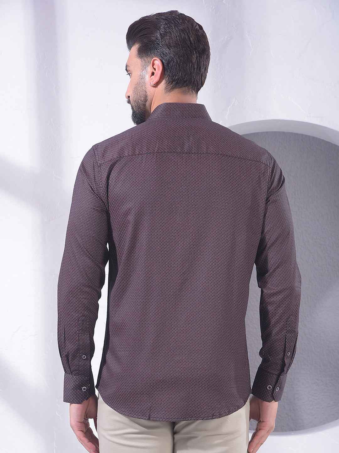 Wine Polka Dot Print Shirt