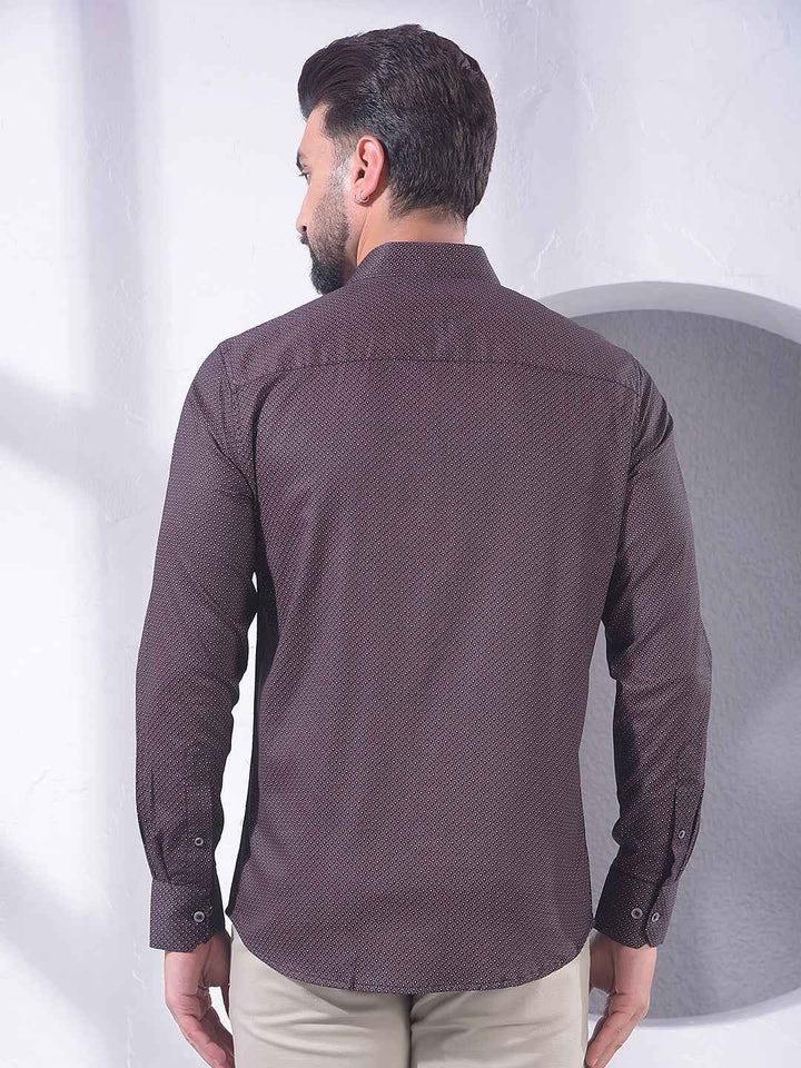 Wine Polka Dot Print Shirt