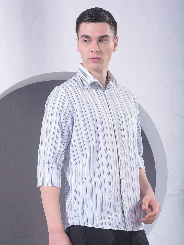 White Vertical Stripes 100% Cotton Shirt