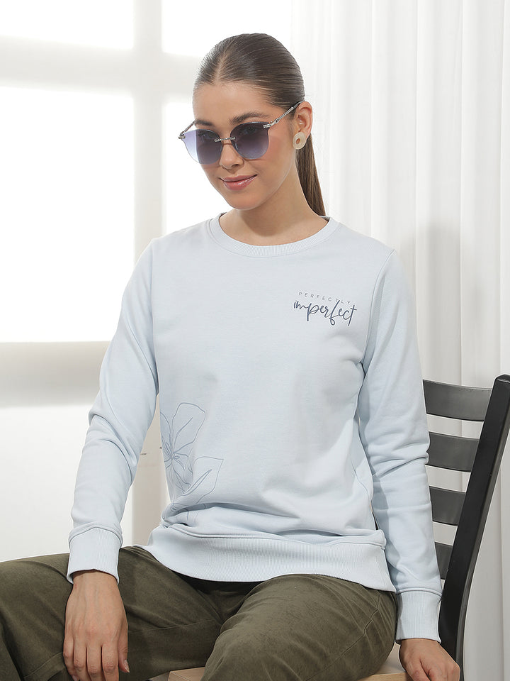 Blue Graphic Print Sweatshirt