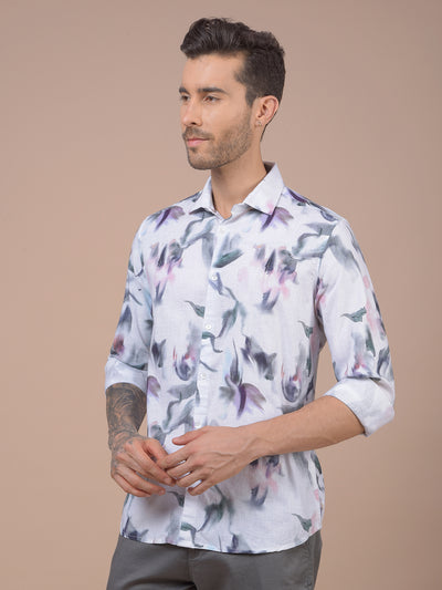 Multi-Color Floral Print Linen Shirt
