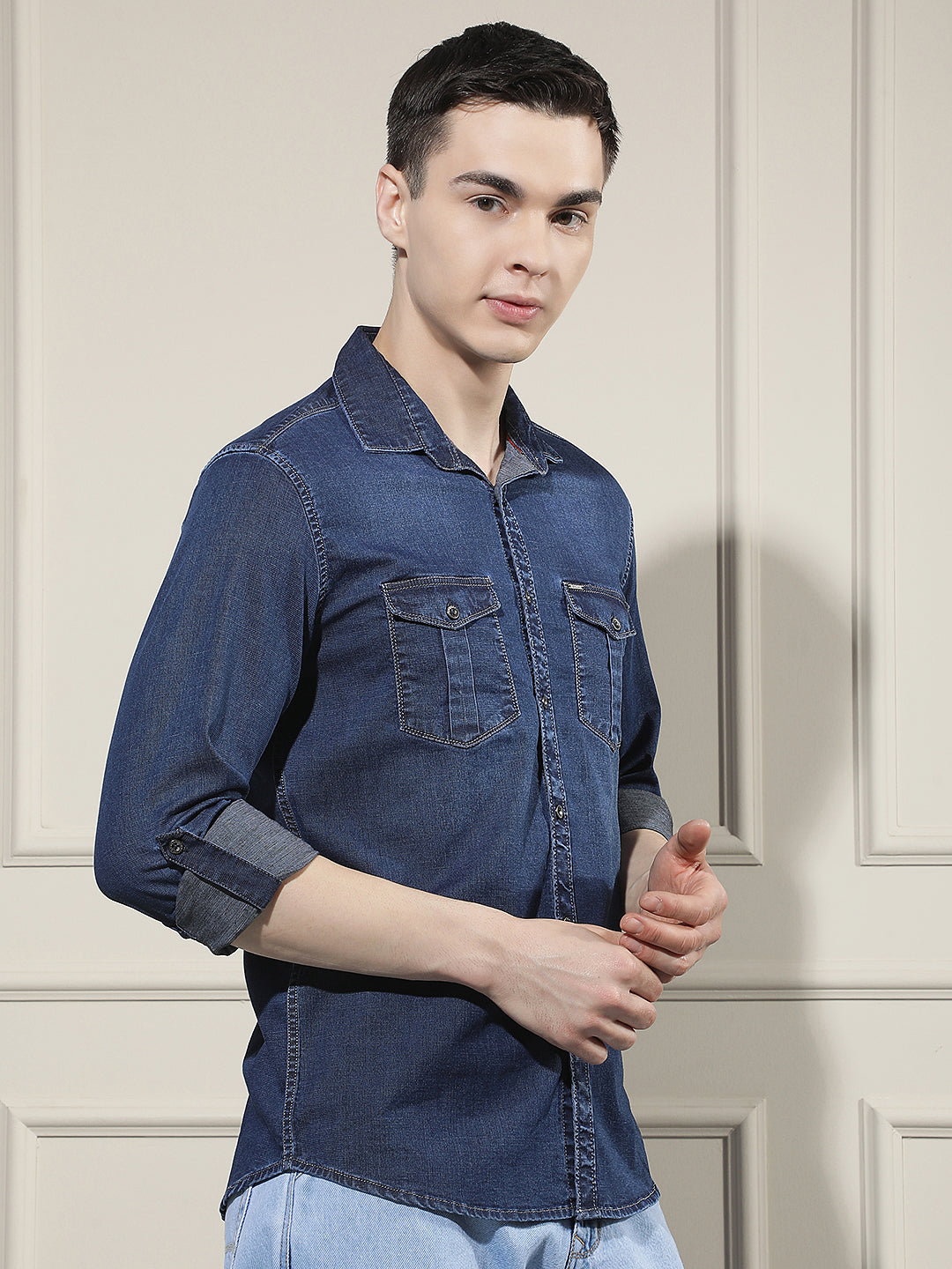Navy Blue Double Pocket Shirt