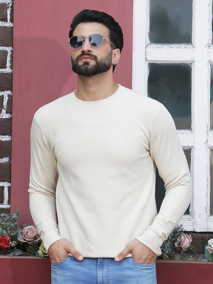 Off White Jacquard Sweatshirt