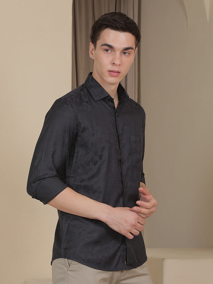Black Floral Print Shirt