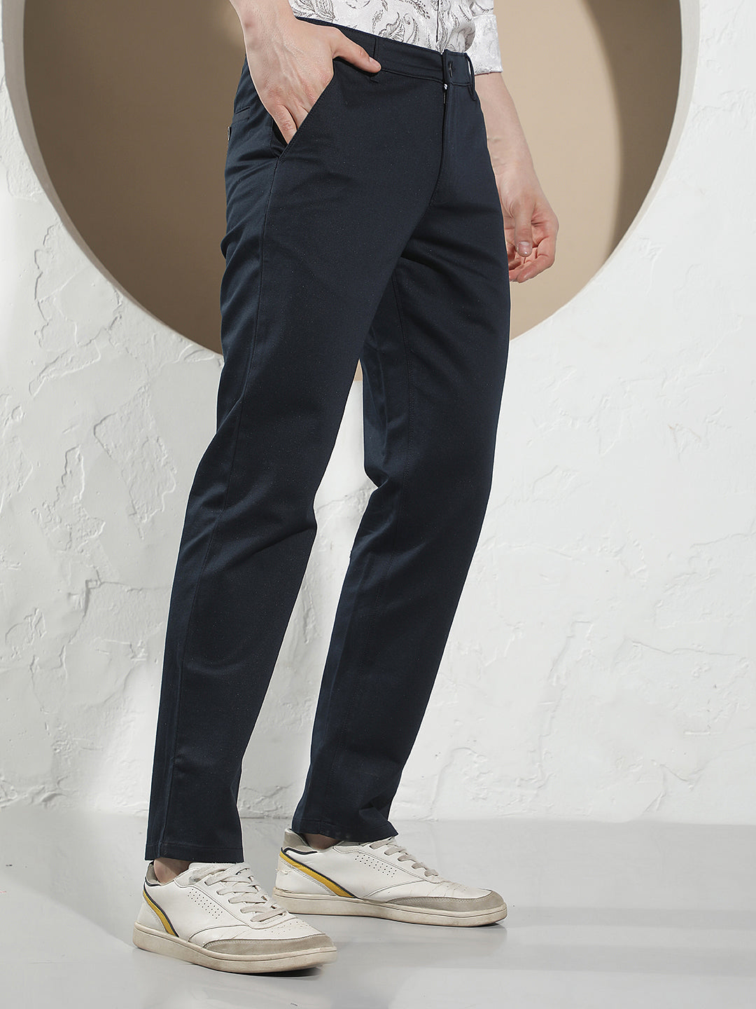 Navy Blue Chino Straight Trousers