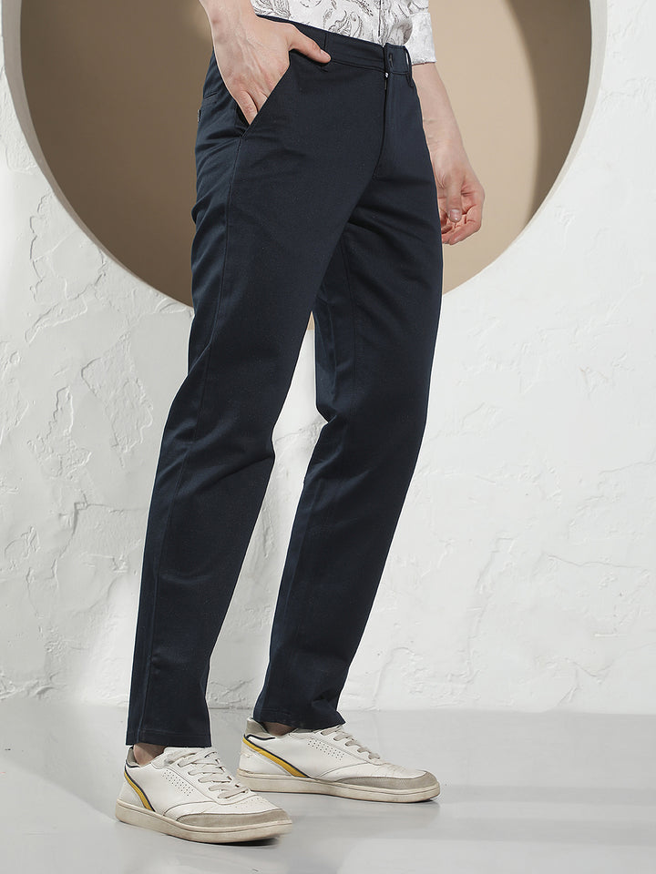Navy Blue Chino Straight Trousers