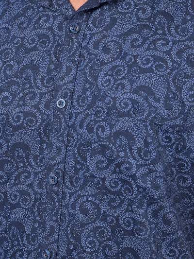 Navy Blue Printed Shirt