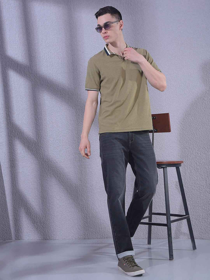 Olive Polo Neck T-Shirt