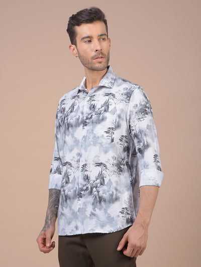Grey Floral Print Shirt