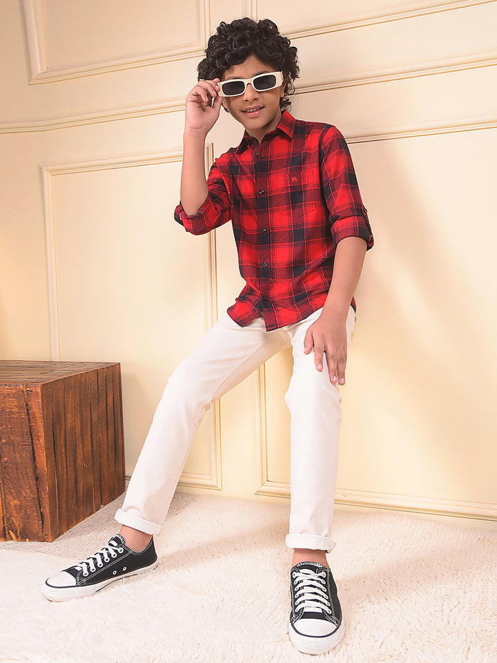 Red Checked 100% Cotton Shirt