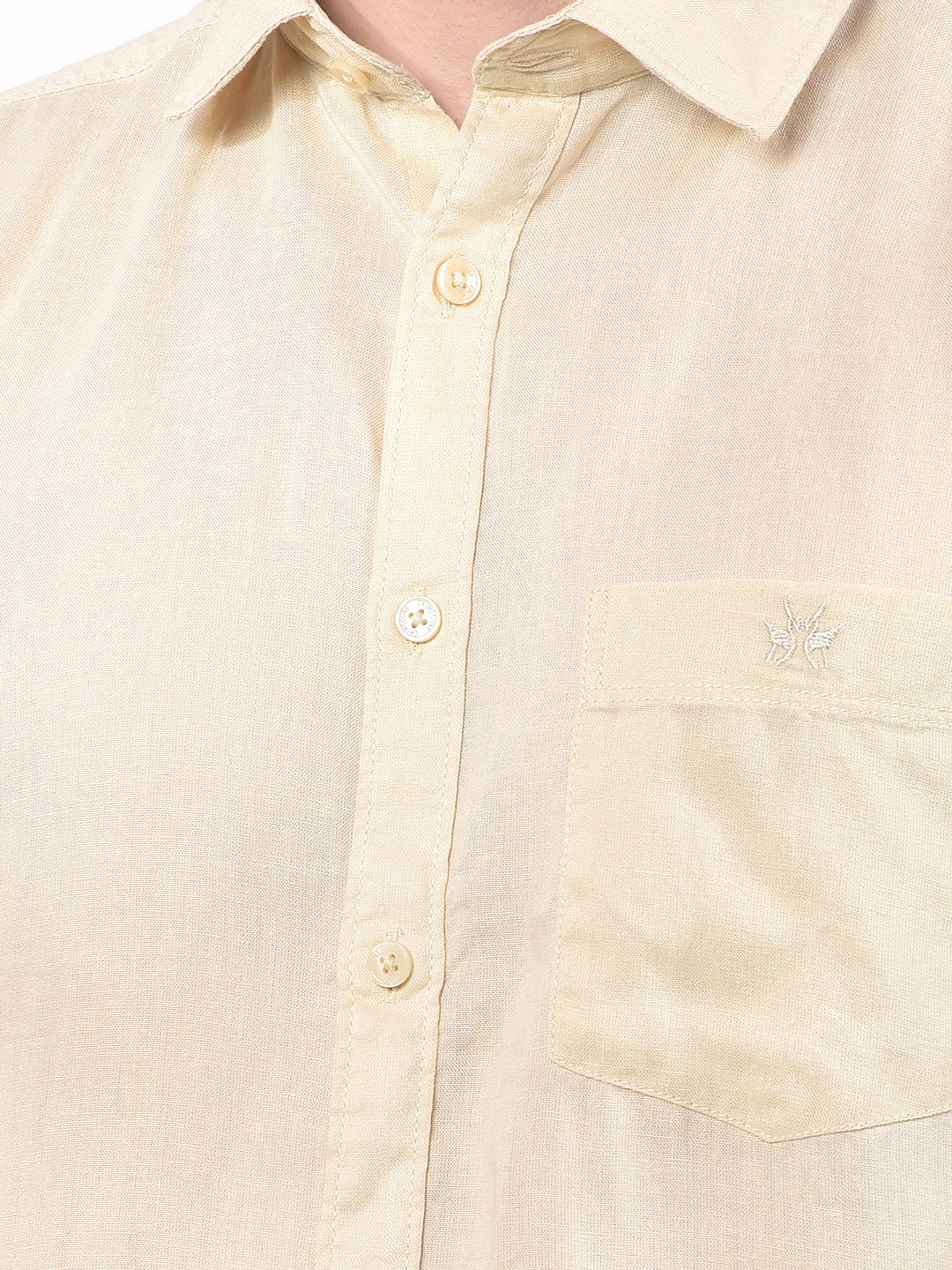 Pale Sand Half Sleeve Linen Shirt