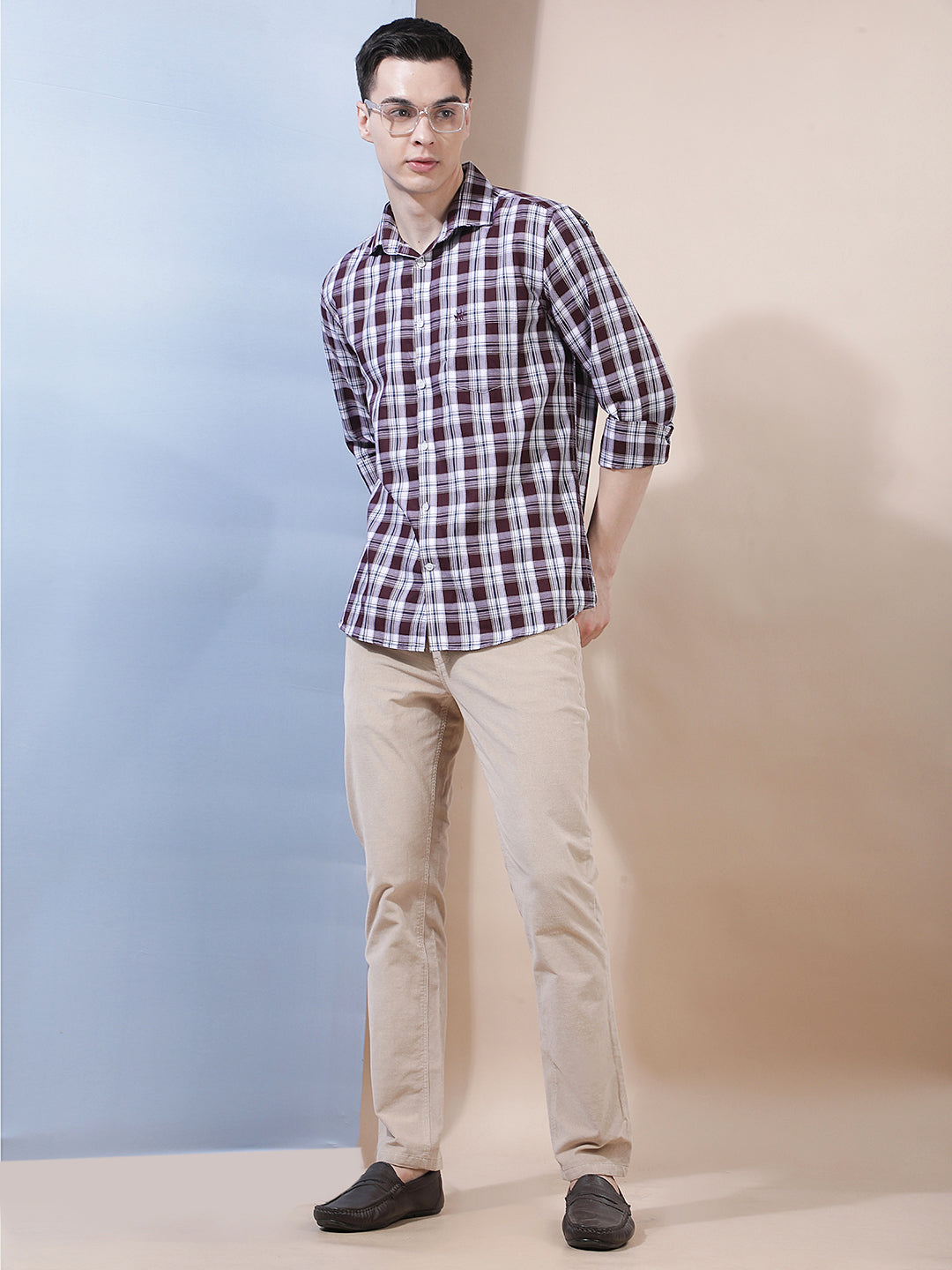 Classic Cinnamon Brown Checked Shirt