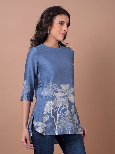 Blue Floral Print Top