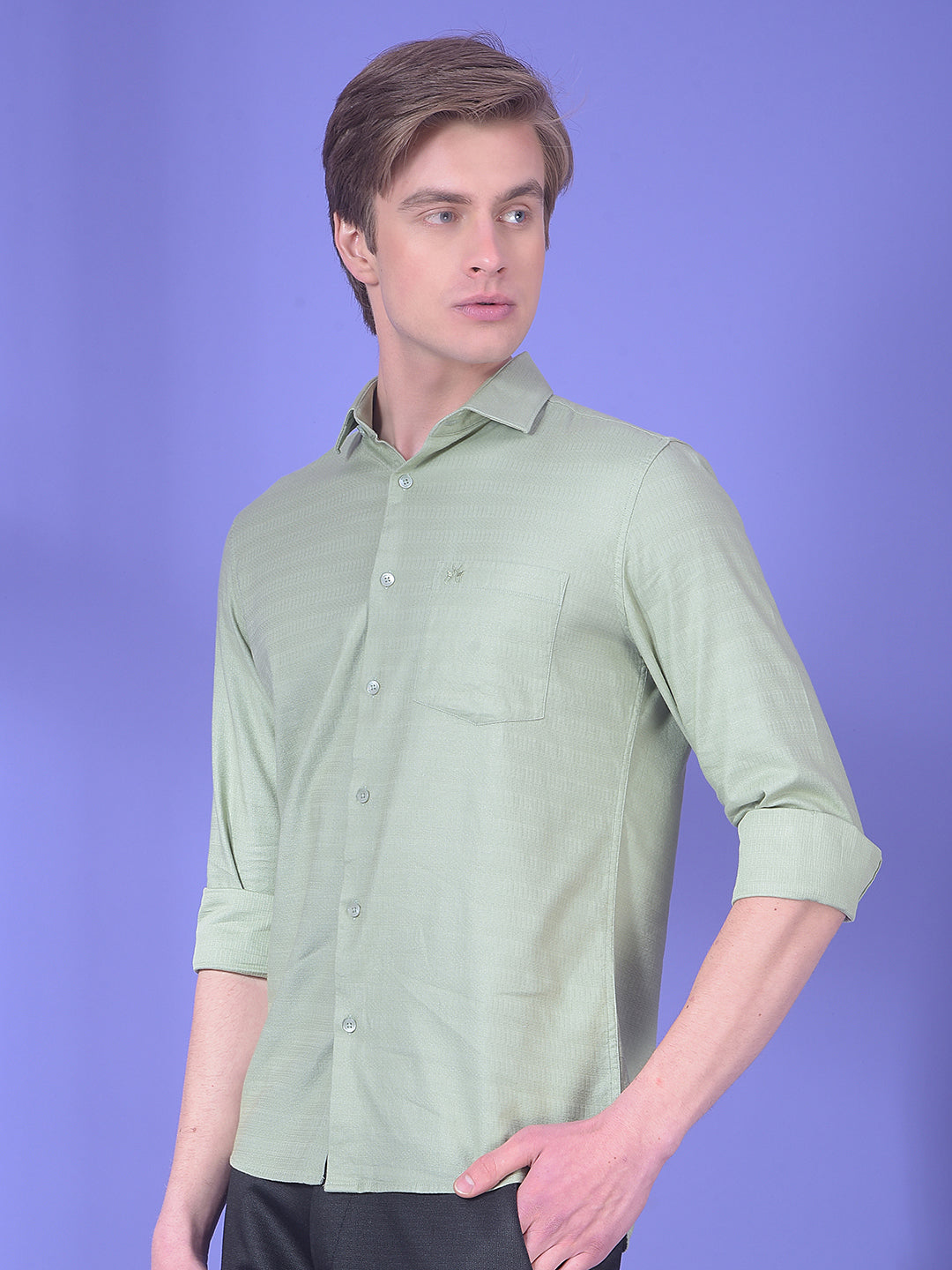 Solace Green Textured Shirt