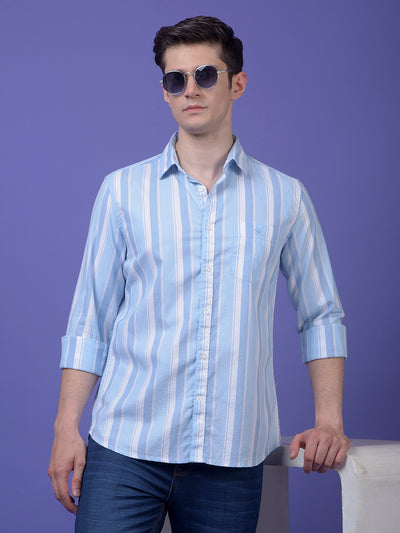 Blue Vertical Stripes 100% Cotton Shirt