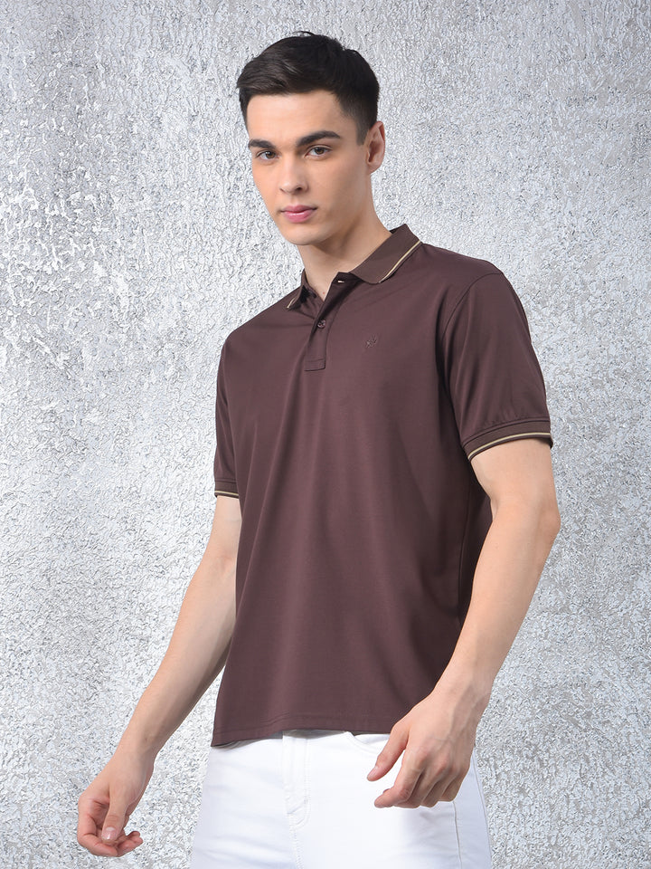 Brown Polo-Neck T-Shirt