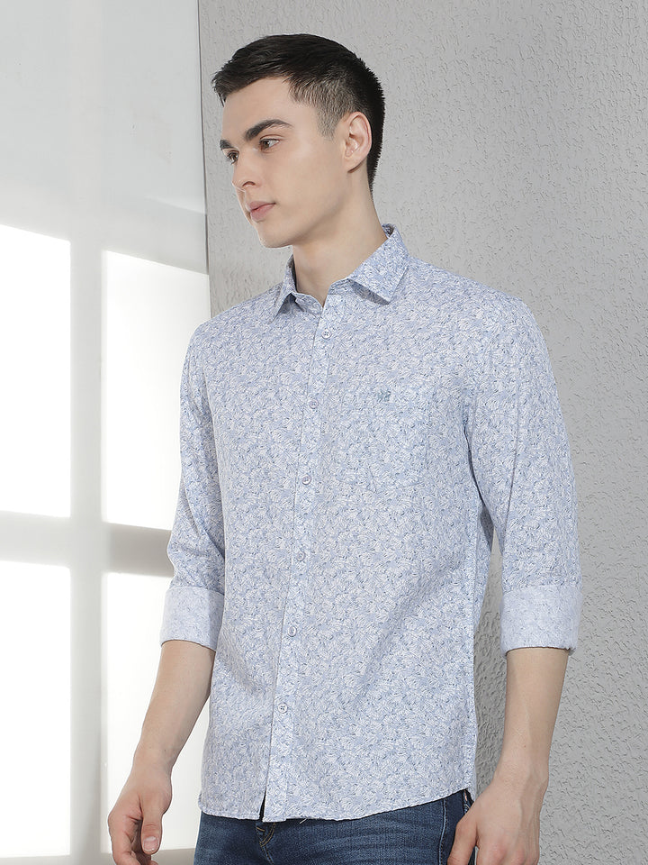 Blue Floral Print Shirt