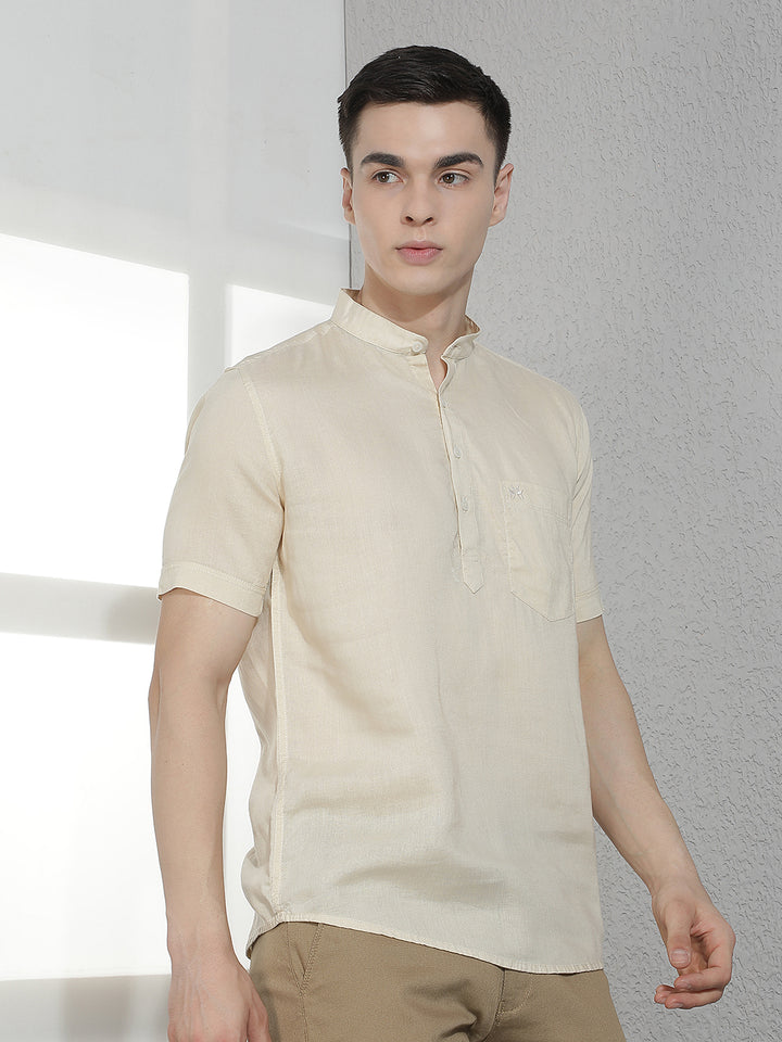 Natural Beige Linen Kurta